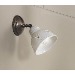 2223.AO APPLIQUE SPOT IN STILE RUSTICO IN OTTONE E TERRACOTTA TRAFORATA BIANCA MADE IN ITALY CRISTALENSI CERAMICA - Cristalensi 2