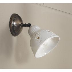 2223.AO APPLIQUE SPOT IN STILE RUSTICO IN OTTONE E TERRACOTTA TRAFORATA BIANCA MADE IN ITALY CRISTALENSI CERAMICA - Cristalensi