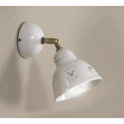 2223.A APPLIQUE SPOT IN STILE RUSTICO IN TERRACOTTA TRAFORATA BIANCA MADE IN ITALY DIAMETRO CM 13.5 CRISTALENSI CERAMICA - Crist 2