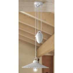 2224.1 SALISCENDI IN STILE RUSTICO IN TERRACOTTA PLISSETTATA E TRAFORATA BIANCA D37 CM MADE IN ITALY CRISTALENSI CERAMICA - Cris 2