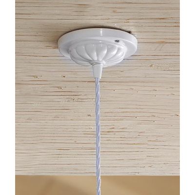 2224.2 SOSPENSIONE SINGOLA IN STILE RUSTICO IN TERRACOTTA PLISSETTATA E TRAFORATA BIANCA D37 CM MADE IN ITALY CRISTALENSI CERAMI