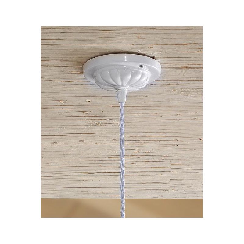 2224.4 SOSPENSIONE SINGOLA D21 CM IN STILE RUSTICO IN TERRACOTTA PLISSETTATA E TRAFORATA BIANCA MADE IN ITALY CRISTALENSI CERAMI