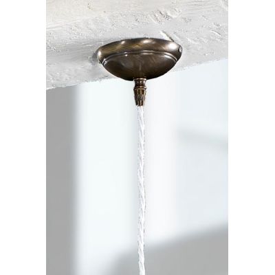 2225.4 PICCOLA SOSPENSIONE SINGOLA D17 CM IN TERRACOTTA BIANCA LUCIDA INTRECCIATA MADE IN ITALY CRISTALENSI CERAMICA - Cristalen