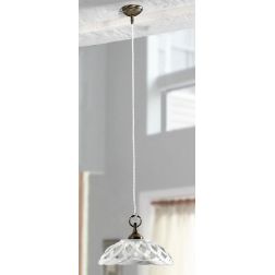 2225.3 SOSPENSIONE SINGOLA D32 CM IN TERRACOTTA BIANCA LUCIDA INTRECCIATA MADE IN ITALY CRISTALENSI CERAMICA - Cristalensi Shop 2