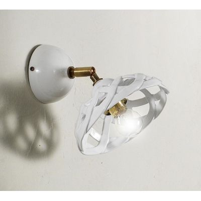 2225.A APPLIQUE SPOT D17 CM IN TERRACOTTA BIANCA LUCIDA INTRECCIATA MADE IN ITALY CRISTALENSI CERAMICA - Cristalensi Shop Online