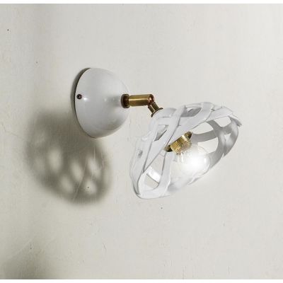 2225.A APPLIQUE SPOT D17 CM IN TERRACOTTA BIANCA LUCIDA INTRECCIATA MADE IN ITALY CRISTALENSI CERAMICA - Cristalensi Shop Online