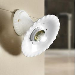 2233 APPLIQUE MADE IN ITALY IN TERRACOTTA BIANCA ONDULATA E TRAFORATA DIAMETRO CM 21 STILE RUSTICO CRISTALENSI CERAMICA - Crista 2