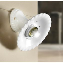 2232 APPLIQUE MADE IN ITALY IN TERRACOTTA BIANCA PLISSETTATA E TRAFORATA DIAMETRO CM 21.5 STILE RUSTICO CRISTALENSI CERAMICA - C