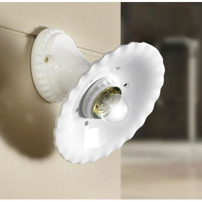 2232 APPLIQUE MADE IN ITALY IN TERRACOTTA BIANCA PLISSETTATA E TRAFORATA DIAMETRO CM 21.5 STILE RUSTICO CRISTALENSI CERAMICA - C