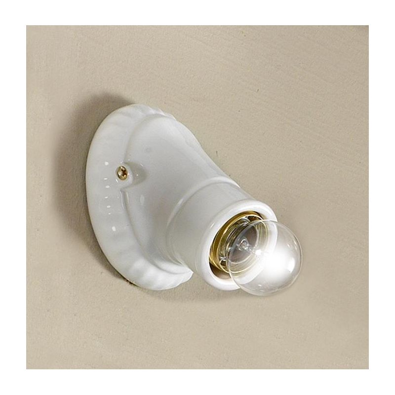 2228 MINI SPOT OBLIQUO IN TERRACOTTA BIANCA LUCIDA MADE IN ITALY DIAMETRO CM 10 STILE RUSTICO CRISTALENSI CERAMICA - Cristalensi