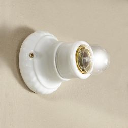 2229 MINI SPOT DA PARETE O SOFFITTO IN TERRACOTTA BIANCA LUCIDA MADE IN ITALY DIAMETRO CM 9.5 STILE RUSTICO CRISTALENSI CERAMICA