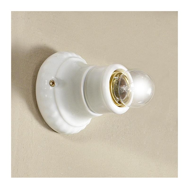 2229 MINI SPOT DA PARETE O SOFFITTO IN TERRACOTTA BIANCA LUCIDA MADE IN ITALY DIAMETRO CM 9.5 STILE RUSTICO CRISTALENSI CERAMICA