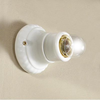 2229 MINI SPOT DA PARETE O SOFFITTO IN TERRACOTTA BIANCA LUCIDA MADE IN ITALY DIAMETRO CM 9.5 STILE RUSTICO CRISTALENSI CERAMICA