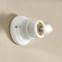 2229 MINI SPOT DA PARETE O SOFFITTO IN TERRACOTTA BIANCA LUCIDA MADE IN ITALY DIAMETRO CM 9.5 STILE RUSTICO CRISTALENSI CERAMICA 2