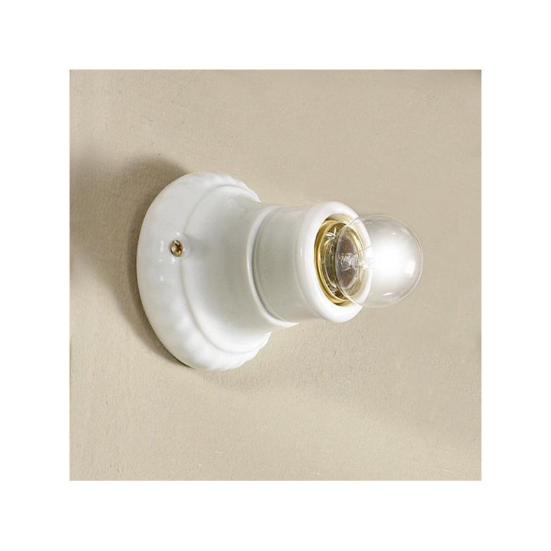2229 MINI SPOT DA PARETE O SOFFITTO IN TERRACOTTA BIANCA LUCIDA MADE IN ITALY DIAMETRO CM 9.5 STILE RUSTICO CRISTALENSI CERAMICA