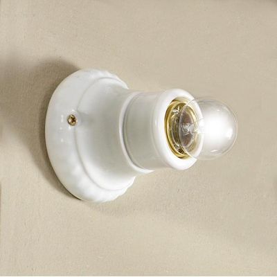 2229 MINI SPOT DA PARETE O SOFFITTO IN TERRACOTTA BIANCA LUCIDA MADE IN ITALY DIAMETRO CM 9.5 STILE RUSTICO CRISTALENSI CERAMICA