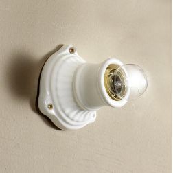 2231 MINI SPOT DA PARETE O SOFFITTO IN TERRACOTTA BIANCA LUCIDA MADE IN ITALY DIAMETRO CM 10.5 STILE RUSTICO CRISTALENSI CERAMIC 2