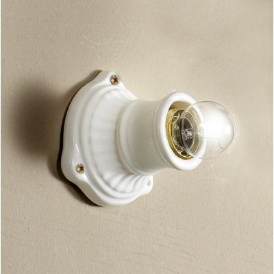 2231 MINI SPOT DA PARETE O SOFFITTO IN TERRACOTTA BIANCA LUCIDA MADE IN ITALY DIAMETRO CM 10.5 STILE RUSTICO CRISTALENSI CERAMIC