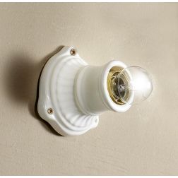 2231 MINI SPOT DA PARETE O SOFFITTO IN TERRACOTTA BIANCA LUCIDA MADE IN ITALY DIAMETRO CM 10.5 STILE RUSTICO CRISTALENSI CERAMIC