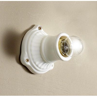 2231 MINI SPOT DA PARETE O SOFFITTO IN TERRACOTTA BIANCA LUCIDA MADE IN ITALY DIAMETRO CM 10.5 STILE RUSTICO CRISTALENSI CERAMIC