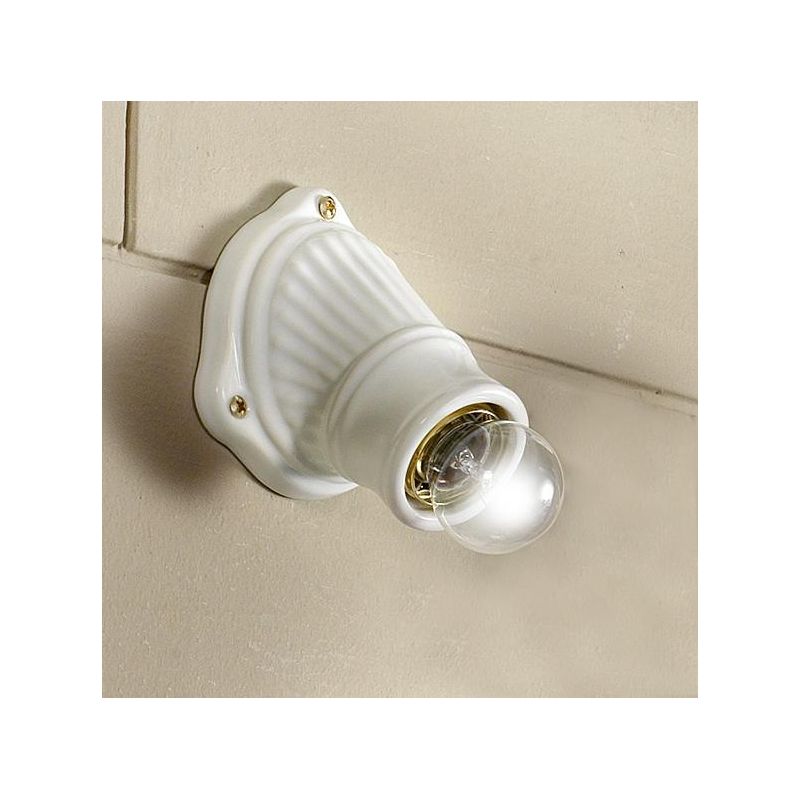 2230 MINI SPOT DA PARETE OBLIQUO IN TERRACOTTA BIANCA LUCIDA MADE IN ITALY DIAMETRO CM 10.5 STILE RUSTICO CRISTALENSI CERAMICA -