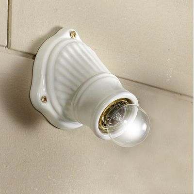 2230 MINI SPOT DA PARETE OBLIQUO IN TERRACOTTA BIANCA LUCIDA MADE IN ITALY DIAMETRO CM 10.5 STILE RUSTICO CRISTALENSI CERAMICA -