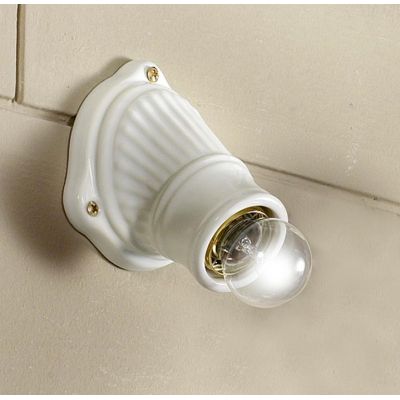 2230 MINI SPOT DA PARETE OBLIQUO IN TERRACOTTA BIANCA LUCIDA MADE IN ITALY DIAMETRO CM 10.5 STILE RUSTICO CRISTALENSI CERAMICA -