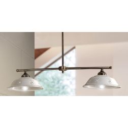 2234.B BILANCIERE LINEARE IN OTTONE CON DIFFUSORI IN TERRACOTTA BIANCA TRAFORATA MADE IN ITALY STILE RUSTICO CRISTALENSI CERAMIC 2