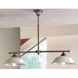 2234.B BILANCIERE LINEARE IN OTTONE CON DIFFUSORI IN TERRACOTTA BIANCA TRAFORATA MADE IN ITALY STILE RUSTICO CRISTALENSI CERAMIC