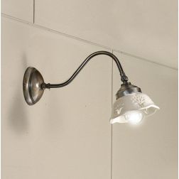 2234.A LAMPADA DA PARETE IN OTTONE CON DIFFUSORE IN TERRACOTTA BIANCA TRAFORATA MADE IN ITALY RUSTICA CRISTALENSI CERAMICA - Cri 2