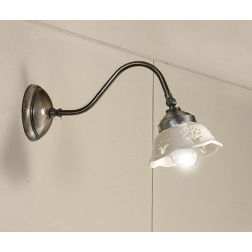 2234.A LAMPADA DA PARETE IN OTTONE CON DIFFUSORE IN TERRACOTTA BIANCA TRAFORATA MADE IN ITALY RUSTICA CRISTALENSI CERAMICA - Cri