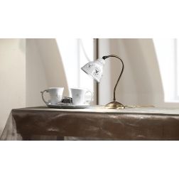 2235.L LAMPADA DA TAVOLO IN OTTONE CON DIFFUSORE IN TERRACOTTA BIANCA TRAFORATA MADE IN ITALY RUSTICA CRISTALENSI CERAMICA - Cri 2