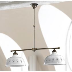 2235.B BILANCIERE LINEARE IN OTTONE CON DIFFUSORI IN TERRACOTTA BIANCA TRAFORATA MADE IN ITALY STILE RUSTICO CRISTALENSI CERAMIC