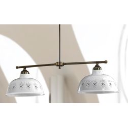 2235.B BILANCIERE LINEARE IN OTTONE CON DIFFUSORI IN TERRACOTTA BIANCA TRAFORATA MADE IN ITALY STILE RUSTICO CRISTALENSI CERAMIC 2