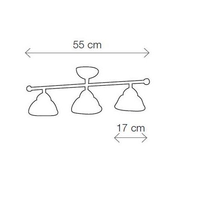 2236.3 PLAFONIERA 3 LUCI LINEARE IN OTTONE CON DIFFUSORI IN TERRACOTTA BIANCA TRAFORATA MADE IN ITALY STILE RUSTICO CRISTALENSI