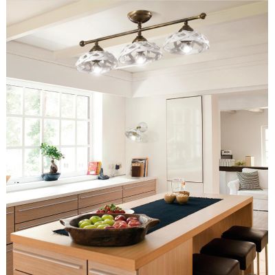2236.3 PLAFONIERA 3 LUCI LINEARE IN OTTONE CON DIFFUSORI IN TERRACOTTA BIANCA TRAFORATA MADE IN ITALY STILE RUSTICO CRISTALENSI