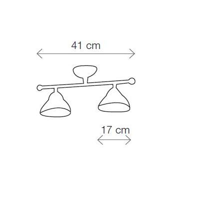 2236.2 PLAFONIERA 2 LUCI LINEARE IN OTTONE CON DIFFUSORI IN TERRACOTTA BIANCA TRAFORATA MADE IN ITALY STILE RUSTICO CRISTALENSI