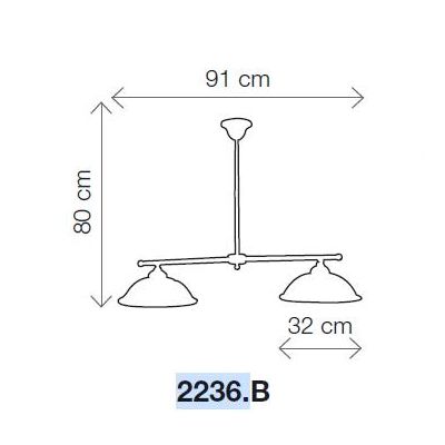 2236.B BILANCIERE 2 LUCI LINEARE IN OTTONE CON DIFFUSORI IN TERRACOTTA BIANCA TRAFORATA MADE IN ITALY RUSTICO CRISTALENSI CERAMI