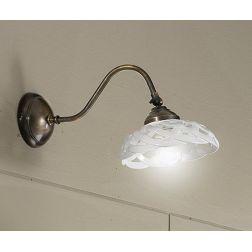 2236.AO LAMPADA DA PARETE IN OTTONE CON DIFFUSORI IN TERRACOTTA BIANCA TRAFORATA MADE IN ITALY RUSTICA CRISTALENSI CERAMICA - Cr