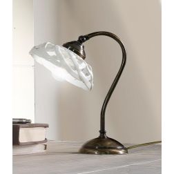 2236.L LAMPADA DA TAVOLO IN OTTONE CON DIFFUSORE IN TERRACOTTA BIANCA TRAFORATA MADE IN ITALY RUSTICA CRISTALENSI CERAMICA - Cri