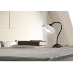 2236.L LAMPADA DA TAVOLO IN OTTONE CON DIFFUSORE IN TERRACOTTA BIANCA TRAFORATA MADE IN ITALY RUSTICA CRISTALENSI CERAMICA - Cri 2