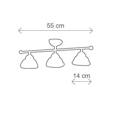 2237.3 PLAFONIERA LINEARE IN OTTONE CON DIFFUSORI IN TERRACOTTA BIANCA TRAFORATA MADE IN ITALY RUSTICA CRISTALENSI CERAMICA - Cr
