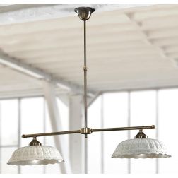 2237.B BILANCIERE IN OTTONE CON DIFFUSORI IN TERRACOTTA BIANCA TRAFORATA MADE IN ITALY RUSTICO CRISTALENSI CERAMICA - Cristalens