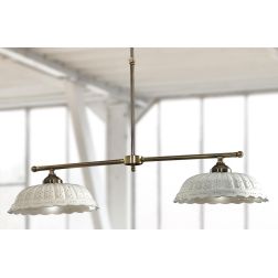 2237.B BILANCIERE IN OTTONE CON DIFFUSORI IN TERRACOTTA BIANCA TRAFORATA MADE IN ITALY RUSTICO CRISTALENSI CERAMICA - Cristalens 2