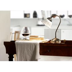 2237.L LAMPADA DA TAVOLO IN OTTONE CON DIFFUSORE IN TERRACOTTA BIANCA TRAFORATA MADE IN ITALY RUSTICA CRISTALENSI CERAMICA - Cri 2