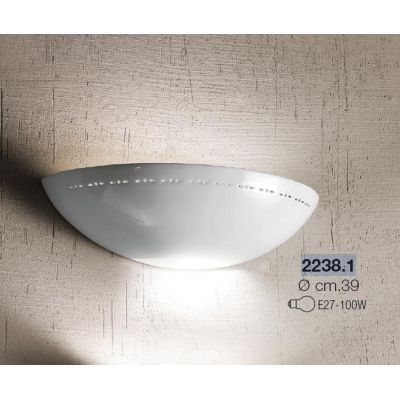 2238.1 APPLIQUE A VASCHETTA DIAMETRO CM 39 IN TERRACOTTA BIANCA LUCIDA CLASSICA MADE IN ITALY CRISTALENSI CERAMICA - Cristalensi