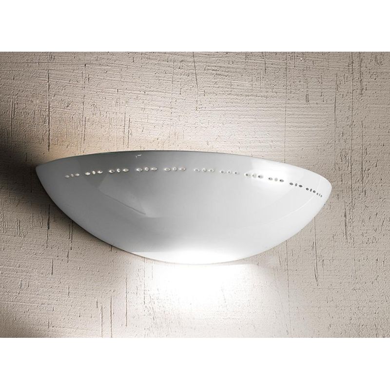 2238.1 APPLIQUE A VASCHETTA DIAMETRO CM 39 IN TERRACOTTA BIANCA LUCIDA CLASSICA MADE IN ITALY CRISTALENSI CERAMICA - Cristalensi