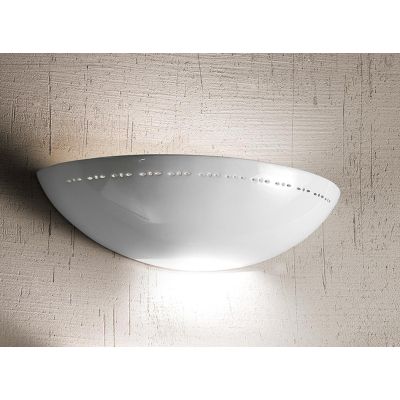 2238.1 APPLIQUE A VASCHETTA DIAMETRO CM 39 IN TERRACOTTA BIANCA LUCIDA CLASSICA MADE IN ITALY CRISTALENSI CERAMICA - Cristalensi