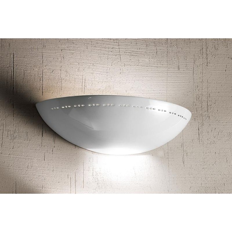 2238.1 APPLIQUE A VASCHETTA DIAMETRO CM 39 IN TERRACOTTA BIANCA LUCIDA CLASSICA MADE IN ITALY CRISTALENSI CERAMICA - Cristalensi