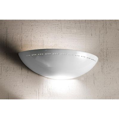 2238.1 APPLIQUE A VASCHETTA DIAMETRO CM 39 IN TERRACOTTA BIANCA LUCIDA CLASSICA MADE IN ITALY CRISTALENSI CERAMICA - Cristalensi